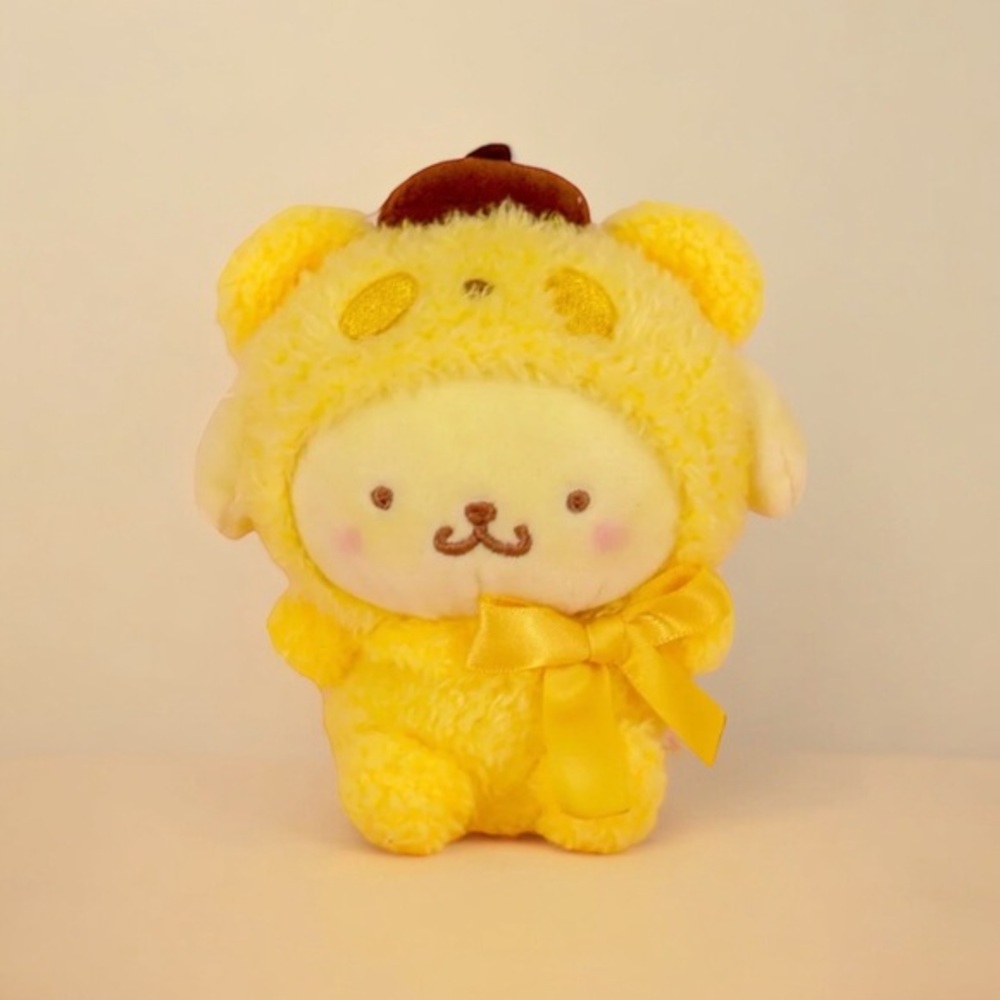 Pompompurin Yellow Panda Suit Plush Sanrio Keychain
